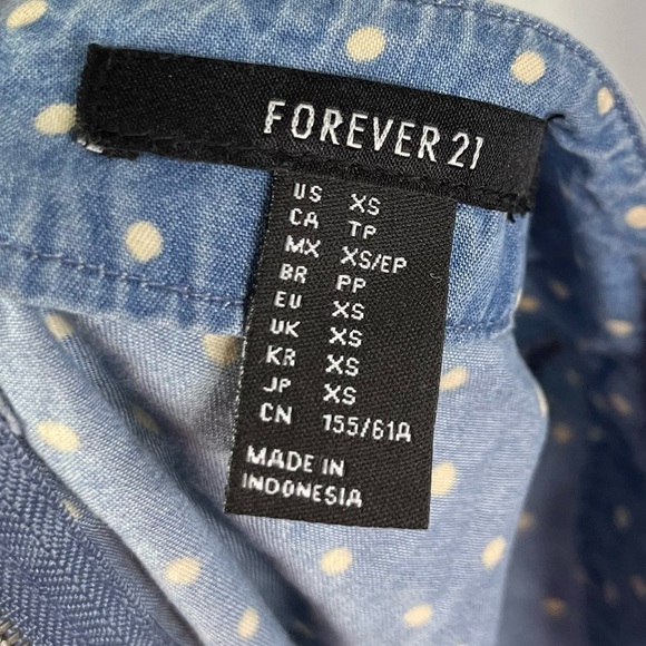 Forever 21 Chambray Blue & White Polka Dot A-Line Mini Skirt XS - Picture 6 of 6